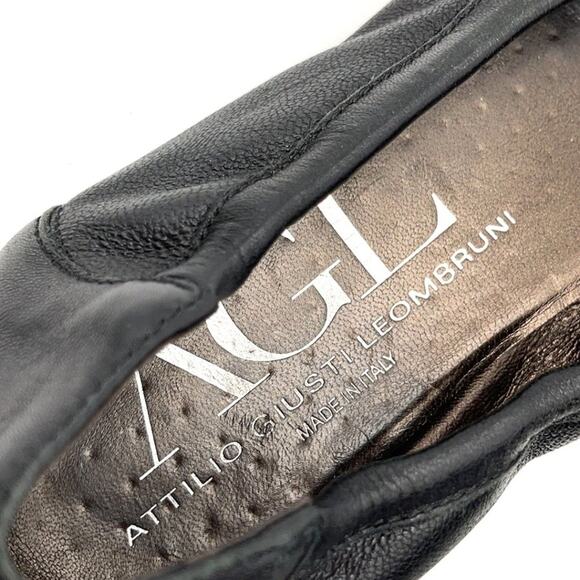 AGL black leather flats size 38.5 Made in Italy - Picture 5 of 8